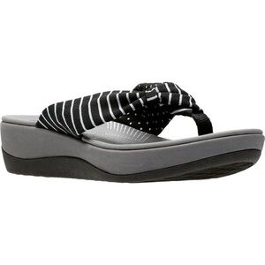 NWT Clarks Arla Glison Flip Flop Black Print Size 10 Comfort Coastal Grandma